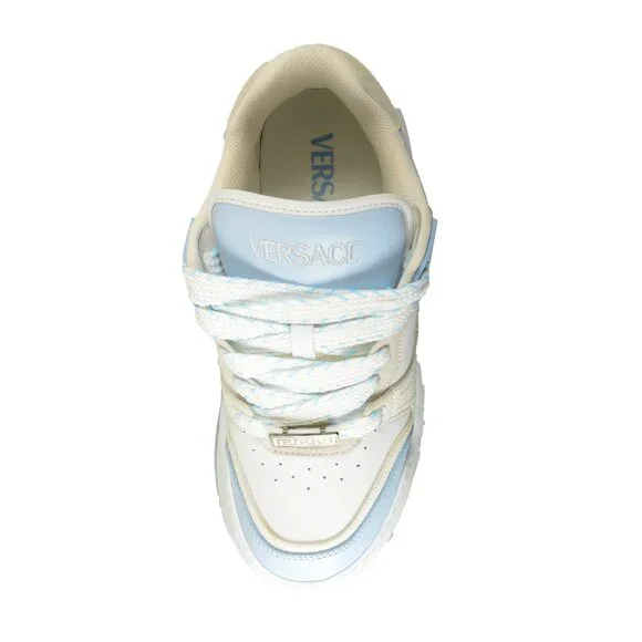 Versace Men's Leather & Suede White/Blue Sneakers Shoes US 8 IT 41
